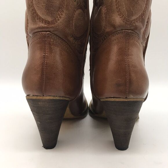 Very Volatile Denver Cowboy Boots Women's 9 Brown Studded Western Heeled Boot - Picture 6 of 13